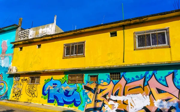 Puerto Escondido Oaxaca Mexiko20 Leden 2023 Stěna Barevnými Graffiti Kresbami — Stock fotografie