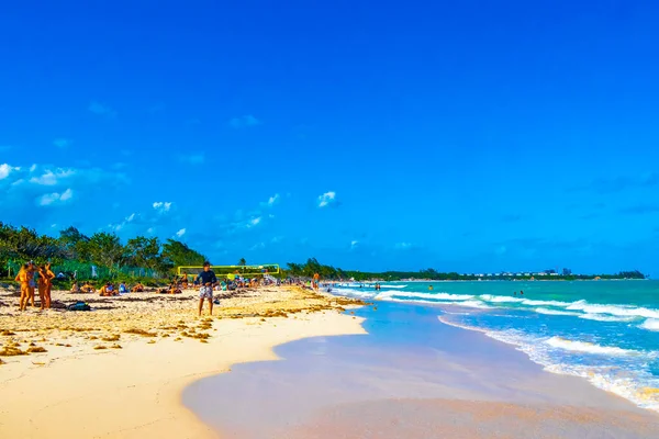 Panorama Tropicale Messicano Spiaggia Caraibica Paesaggio Con Acqua Turchese Chiaro — Foto Stock
