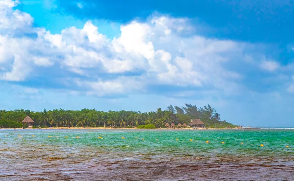 Πανόραμα Τροπικό Τοπίο Παραλία Της Καραϊβικής Καθαρά Γαλαζοπράσινα Νερά Στην — Φωτογραφία Αρχείου