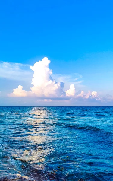 Tropical Caribbean Beach Landscape Panorama Clear Turquoise Blue Water Playa — Foto de Stock