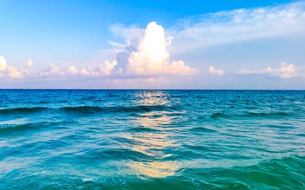 Tropical Caribbean Beach Landscape Panorama Clear Turquoise Blue Water Playa — Foto de Stock