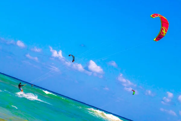 Playa Del Carmen Quintana Roo Meksika Nisan 2021 Uçurtma Sörfü — Stok fotoğraf