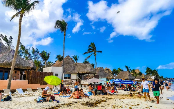 Playa Del Carmen Quintana Roo墨西哥2021年4月 墨西哥卡门平原的热带墨西哥湾海滨风景全景 绿松石蓝水清澈 住进了酒店 种植了白杨树 — 图库照片