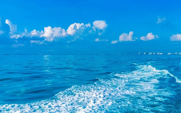 Isla Mujeres Womens Island Panorama Uitzicht Van Speedboot Naar Tropische — Stockfoto