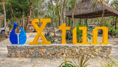Playa del Carmen Quintana Roo Meksika 21. Şubat 2022 Eğlence Parkı X-Tun x Tun Orman Mağarası Playa del Carmen Quintana Roo Meksika Cenote Mağarası.