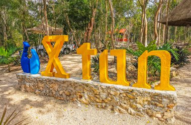 Playa del Carmen Quintana Roo Meksika 21. Şubat 2022 Eğlence Parkı X-Tun x Tun Orman Mağarası Playa del Carmen Quintana Roo Meksika Cenote Mağarası.