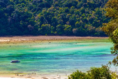 Koh Phi Phi Don Krabi Tayland 21. Ekim 2018 Koh Phi Phi Don adası Ao Nang Krabi Tayland ve Güneydoğu Asya 'daki kireçtaşı kayaları ve turkuaz su arasında güzel bir sahil manzarası..