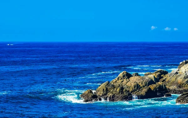 Agua Azul Turquesa Extremadamente Hermosa Olas Grandes Surfistas Rocas Acantilados — Foto de Stock