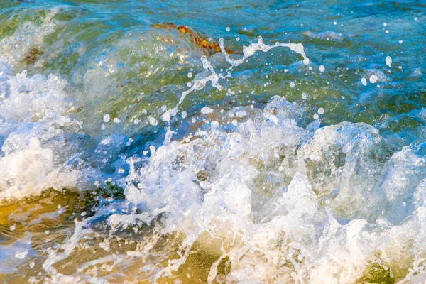 Olas Paisaje Tropical Playa Mexicana Mar Caribe Con Agua Azul — Foto de Stock