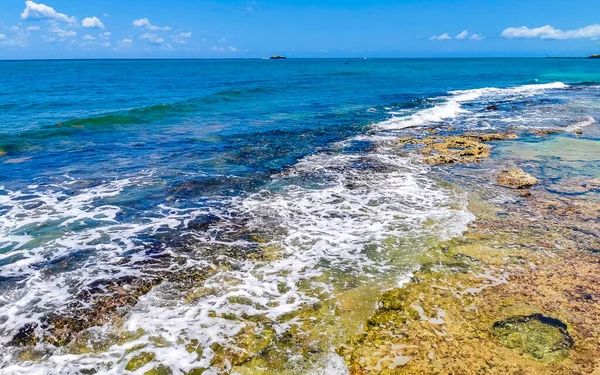 Paisaje Costero Caribeño Tropical Mexicano Con Piedras Corales Rocas Rocas — Foto de Stock