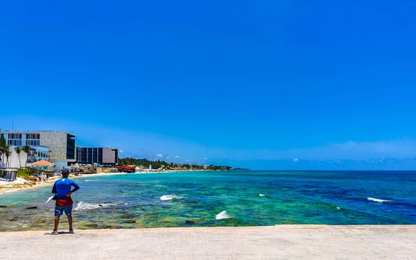 Playa Del Carmen Quintana Roo墨西哥2023年5月墨西哥湾普莱亚德尔卡门岛上的热带美洲驯鹿海滩景观全景 — 图库照片