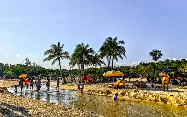 Дель Кармен Травень 2021 Tropical Mexican Caribbean Beach Cenote Panorama — стокове фото