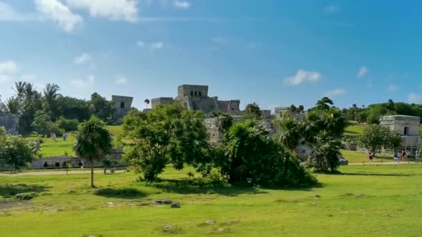 Tulum Mexico Augustus 2022 Oude Tulum Ruïnes Maya Site Met — Stockvideo