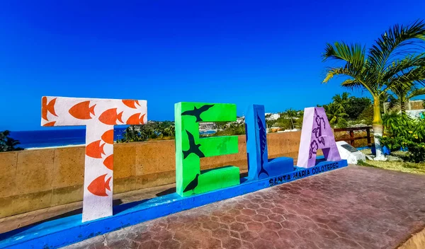 Puerto Escondido Mexico 2023 멕시코 푸에르토 해변에 문자를 — 스톡 사진