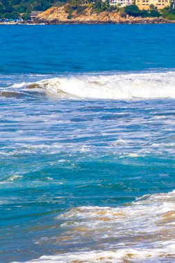 Extremely huge big powerful surfer waves on the beach in Zicatela Puerto Escondido Oaxaca Mexico.