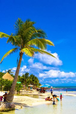 Playa del Carmen Quintana Roo Meksika 28 numara. Mayıs 2021 Tropikal Meksika Karayip Sahili ve Punta Esmeralda, Playa del Carmen Mexico 'dan Panorama manzarası.