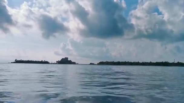Isla Mujeres Womens Island Panorama Widok Łodzi Motorowej Tropikalnej Plaży — Wideo stockowe