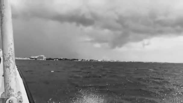 Isla Mujeres Womens Island Panorama Widok Łodzi Motorowej Tropikalnej Plaży — Wideo stockowe