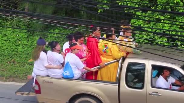 Thalang Phuket Thailand Oktober 2018 Thai Vegetarische Festwagen Und Zeremonie — Stockvideo