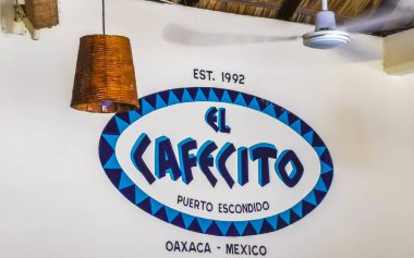 Puerto Escondido Oaxaca Meksika 06. Şubat 2023 Zicatela Puerto Escondido Mexico 'da El Cafecito adında bir restoran..