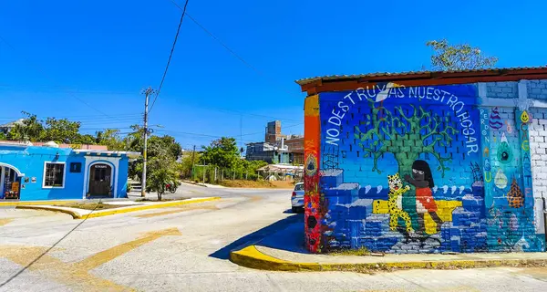 Puerto Escondido Oaxaca Mexiko März 2023 Typisch Schöne Bunte Touristenstraße — Stockfoto