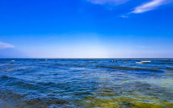 Tropische Mexicaanse Caribische Strand Landschap Panorama Met Helder Turquoise Blauw — Stockfoto