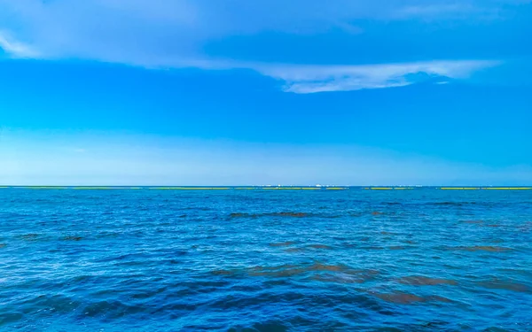Tropisk Mexikansk Karibisk Strand Landskap Panorama Med Klar Turkos Blått — Stockfoto