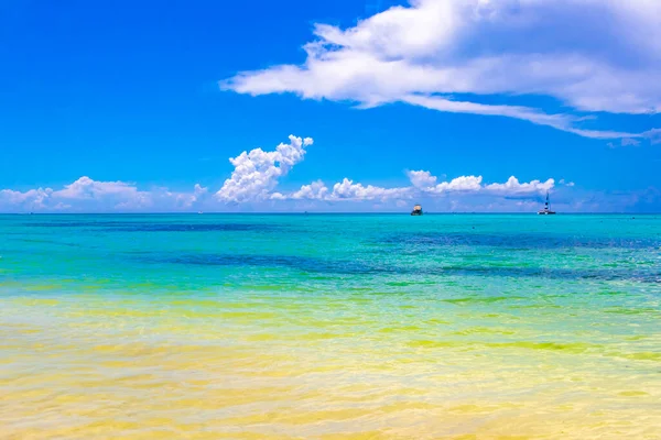 Tropical Μεξικάνικη Καραϊβική Παραλία Τοπίο Πανόραμα Σαφή Γαλαζοπράσινα Θέρετρα Και — Φωτογραφία Αρχείου