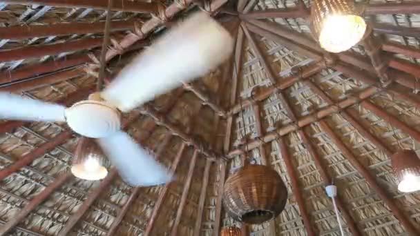 White Fan Palapa Roof Zicatela Puerto Escondido Oaxaca Mexico — Vídeo de Stock