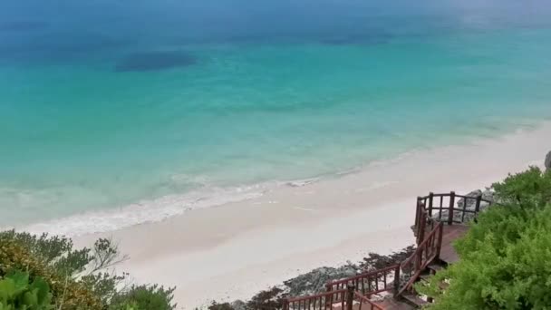 Natural Seascape Panorama View Ancient Tulum Ruins Mayan Site Temple — 비디오