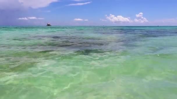 Vlny Vody Písku Tropické Mexické Pláži Krajina Panorama Karibské Moře — Stock video