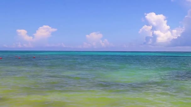 Panorama Tropicale Messicano Spiaggia Caraibica Paesaggio Con Chiaro Turchese Località — Video Stock