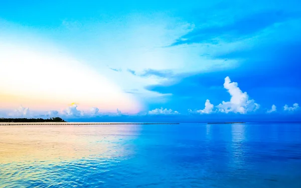 Panorama Tropicale Messicano Spiaggia Caraibica Paesaggio Con Chiaro Turchese Località — Foto Stock