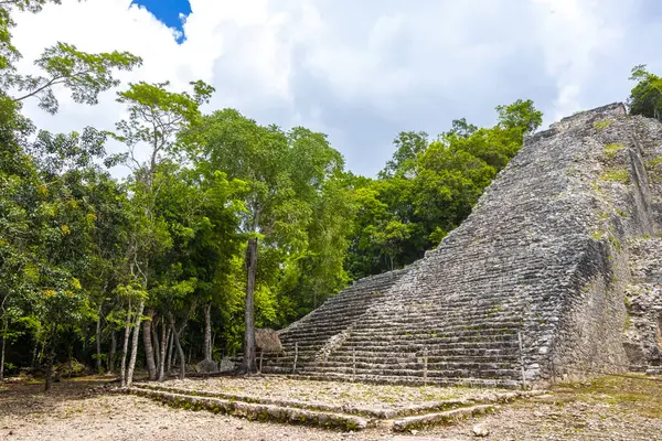 Coba Maya Ruina Antiguo Edificio Pirámide Nohoch Mul Selva Tropical — Foto de Stock