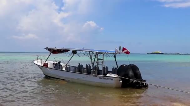 Playa Del Carmen Quintana Roo Μεξικό Αύγουστος 2023 Σκάφος Γιοτ — Αρχείο Βίντεο