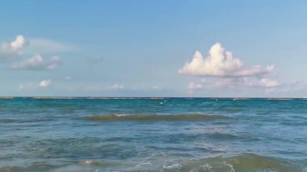 Tropické Mexické Karibské Moře Plážová Krajina Panorama Jasnou Tyrkysově Modré — Stock video