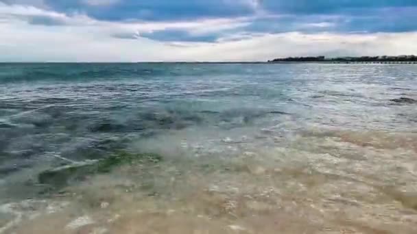 Olas Saltan Cámara Largo Roca Playa Del Caribe Playa Del — Vídeo de stock