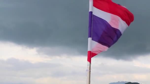 Ταϊλάνδη Σημαία Ταϊλάνδης Περιοδεία Στην Ratsada Amphoe Mueang Πουκέτ Στο — Αρχείο Βίντεο