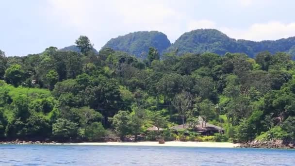 Prachtig Tropisch Paradijs Panorama Uitzicht Vanaf Veerboot Turquoise Water Strand — Stockvideo