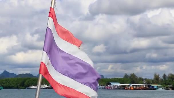 Thailandia Bandiera Thailandese Barca Tour Nang Amphoe Mueang Krabi Thailandia — Video Stock