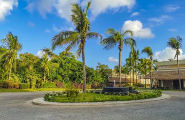 Lüks otel ve tatil köyü Playa del Carmen Quintana Roo Meksika 'da tropikal doğaya giriş ve çıkışlar.