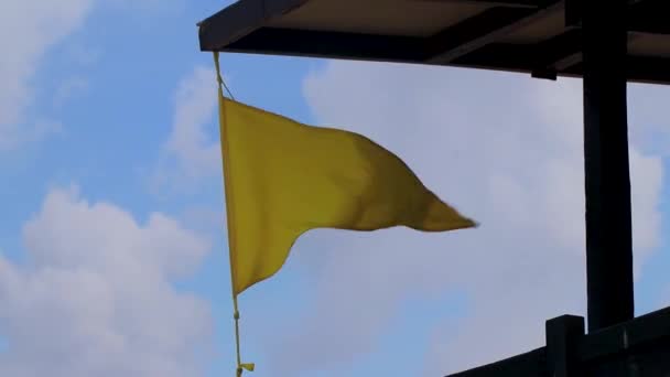 Bandeira Amarela Natação Proibida Ondas Altas Playa Del Carmen Quintana — Vídeo de Stock