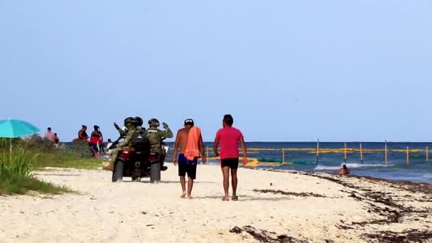 Playa Del Carmen Quintana Roo Μεξικό Αύγουστος 2023 Στρατιωτικός Στρατός — Αρχείο Βίντεο