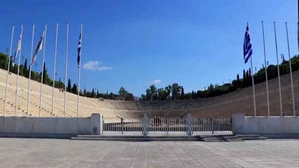 Atenas Ática Grecia Octubre 2018 Famoso Estadio Panathenaic Los Primeros — Vídeos de Stock