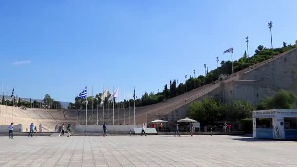 Atenas Ática Grecia Octubre 2018 Famoso Estadio Panathenaic Los Primeros — Vídeo de stock