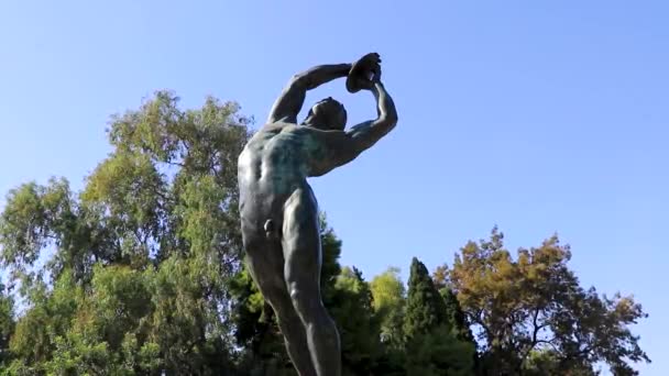 Aten Attika Grekland Oktober 2018 Discus Thrower Staty Skulptur Figur — Stockvideo