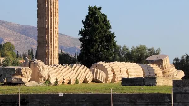 Athens Attica Grecja Październik 2018 Olympieion Zabytki Ruiny Świątyni Ery — Wideo stockowe