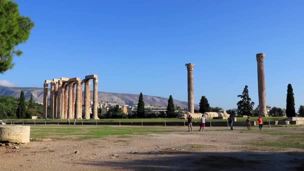 Athens Attica Greece October 2018 Olympieion Historic Buildings Ruins Temple — Stock Video