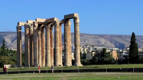 Афіни Аттика Греція Жовтень 2018 Олімпійські Історичні Будівлі Руїни Храму — стокове відео