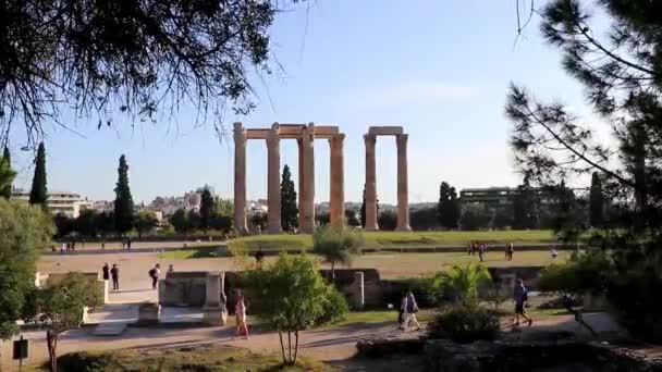 Atene Attica Grecia Ottobre 2018 Olympieion Edifici Storici Rovine Tempio — Video Stock